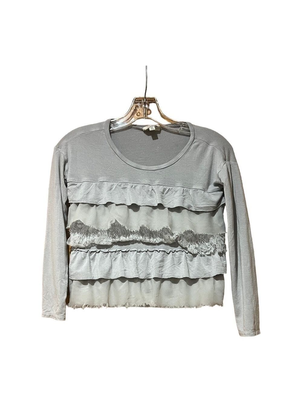 77 Kids Gray Ruffle Tee Girls Size Medium